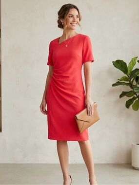 T Tahari Coral Midi Sheath Dress